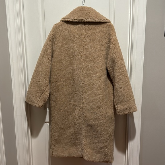 ABERCROMBIE & FITCH Oversized Long Length Sherpa Teddy Coat Tan S Small $180 NWT - Picture 8 of 10